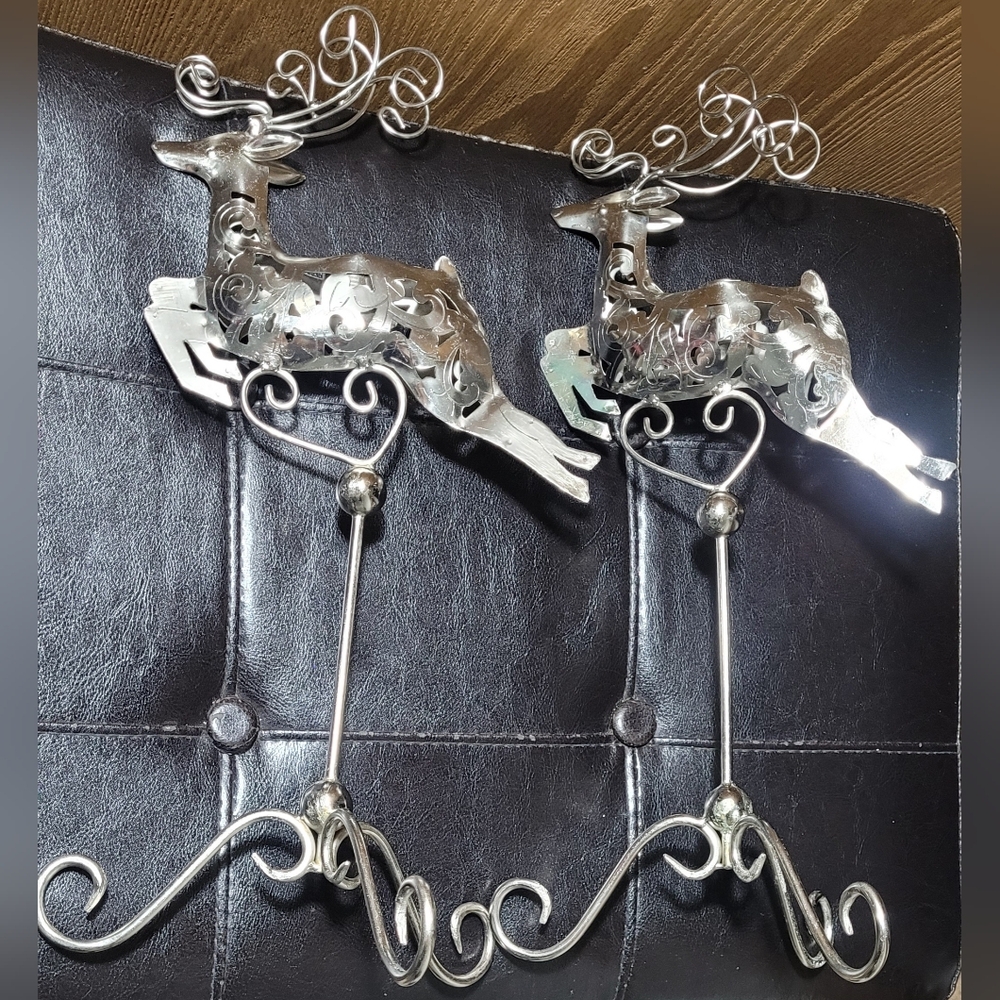 Metal silver reindeer candle holders set 2 pcs. - Picture 16 of 17